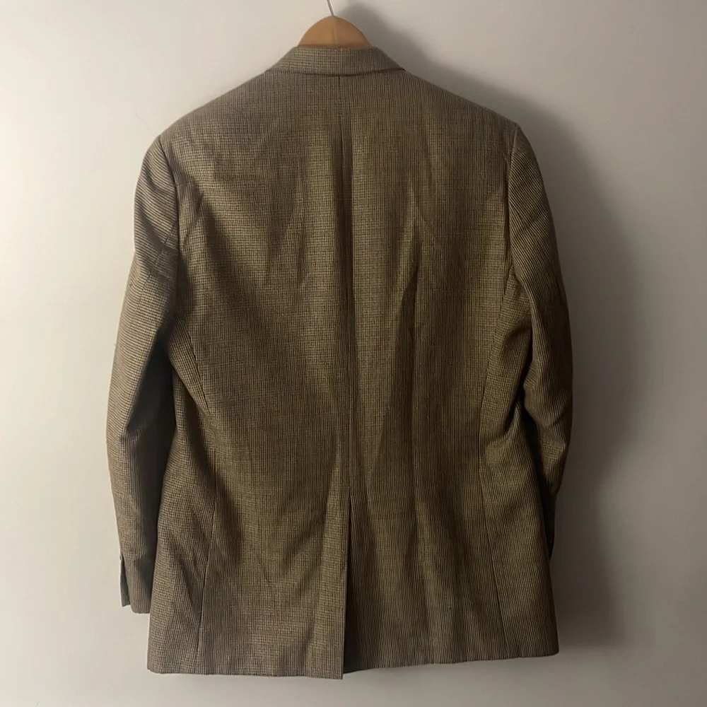 Chaps Brown Houndstooth Patterned Men’s Blazer Polyester Blend 2 Buttons Sz 42L